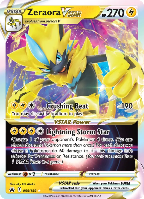 Zeraora VSTAR card from Crown Zenith, number 055/159