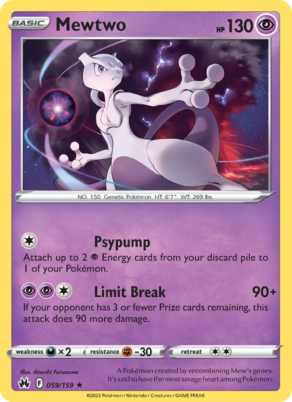 Mewtwo card from Crown Zenith, number 059/159