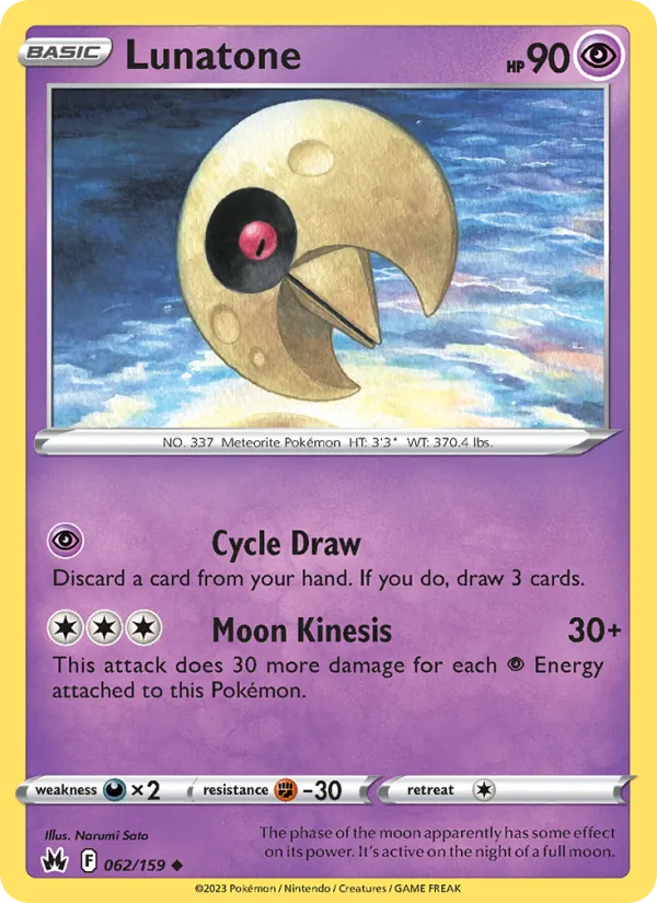 Lunatone card from Crown Zenith, number 062/159