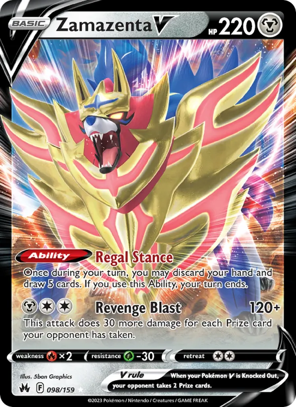 Zamazenta V card from Crown Zenith, number 098/159