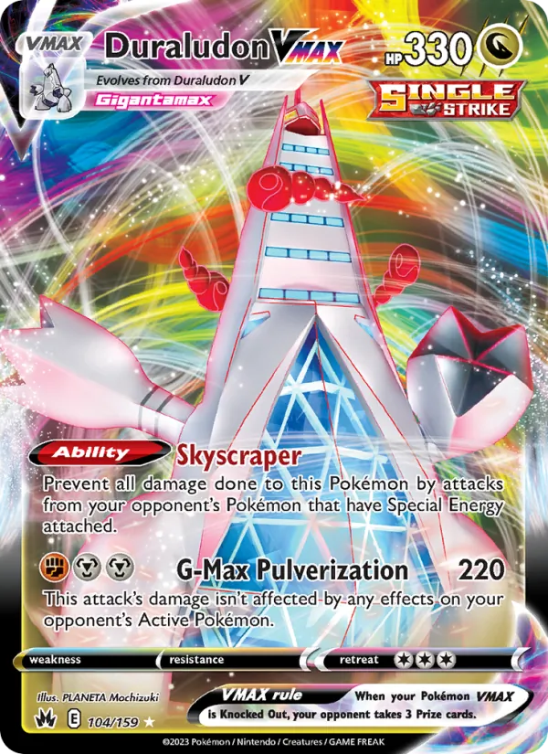 Duraludon VMAX card from Crown Zenith, number 104/159