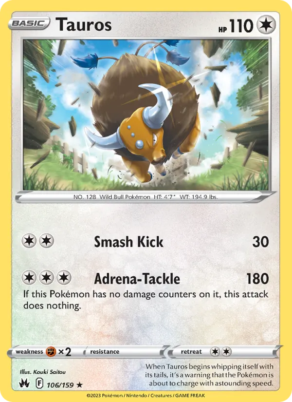 Tauros card from Crown Zenith, number 106/159