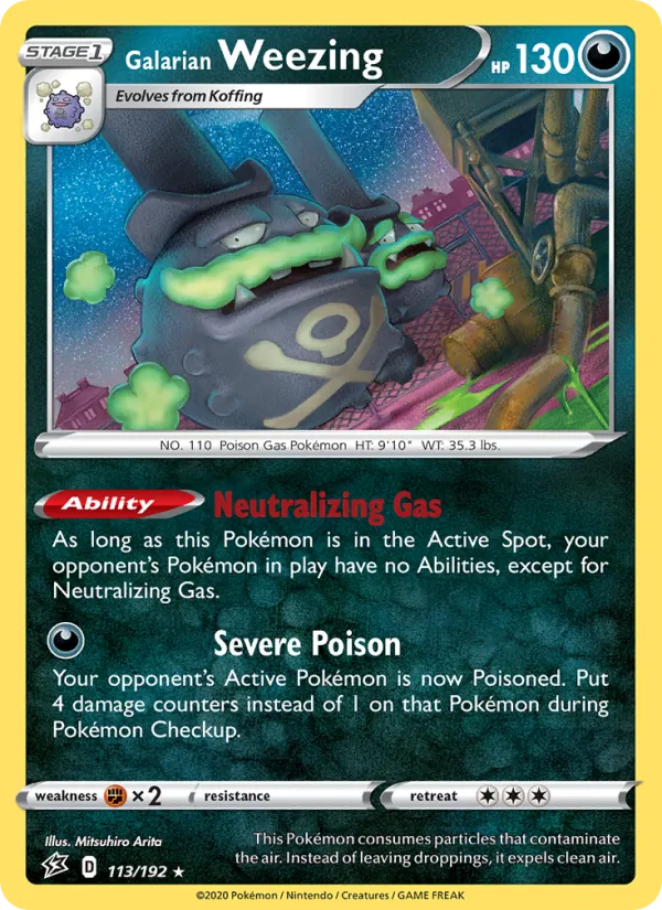 Kartu Galarian Weezing dari Rebel Clash, nomor 113/192