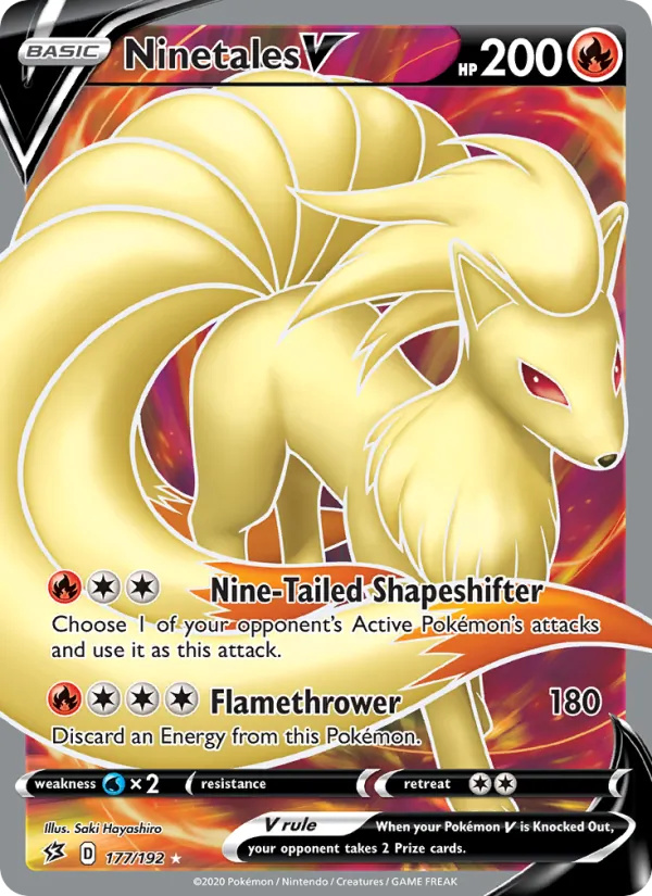 Ninetales V card from Rebel Clash, number 177/192