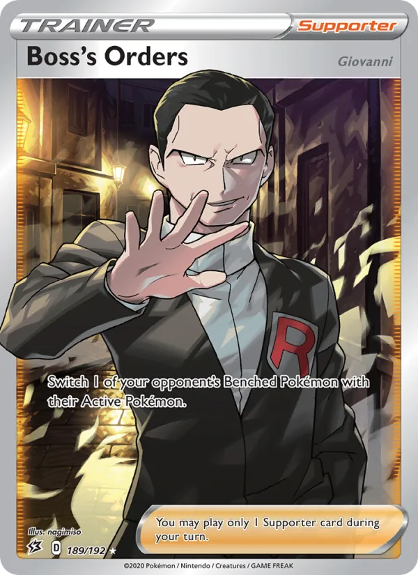 Boss's Orders (Giovanni) card from Rebel Clash, number 189/192