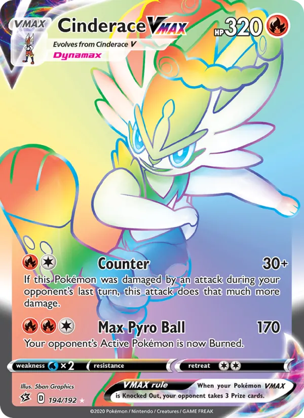 Cinderace VMAX card from Rebel Clash, number 194/192