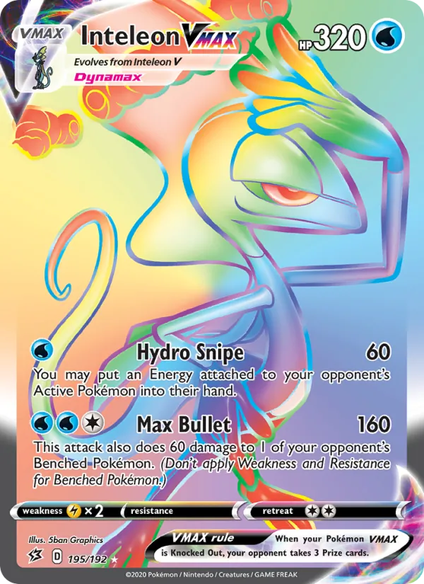 Inteleon VMAX card from Rebel Clash, number 195/192