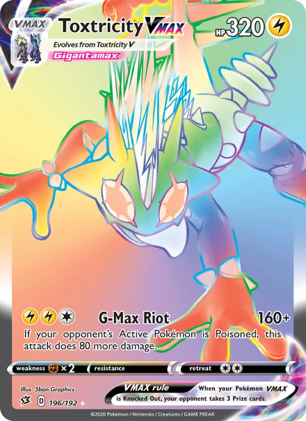 Toxtricity VMAX card from Rebel Clash, number 196/192