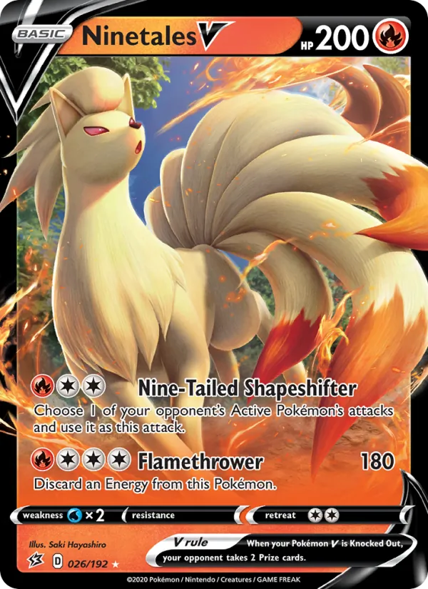 Kartu Ninetales V dari Rebel Clash, nomor 26/192