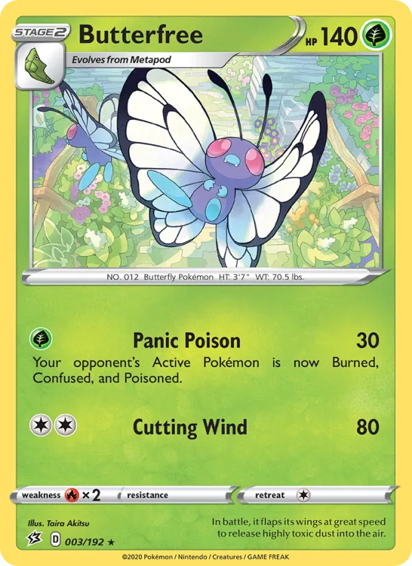 Kartu Butterfree dari Rebel Clash, nomor 3/192