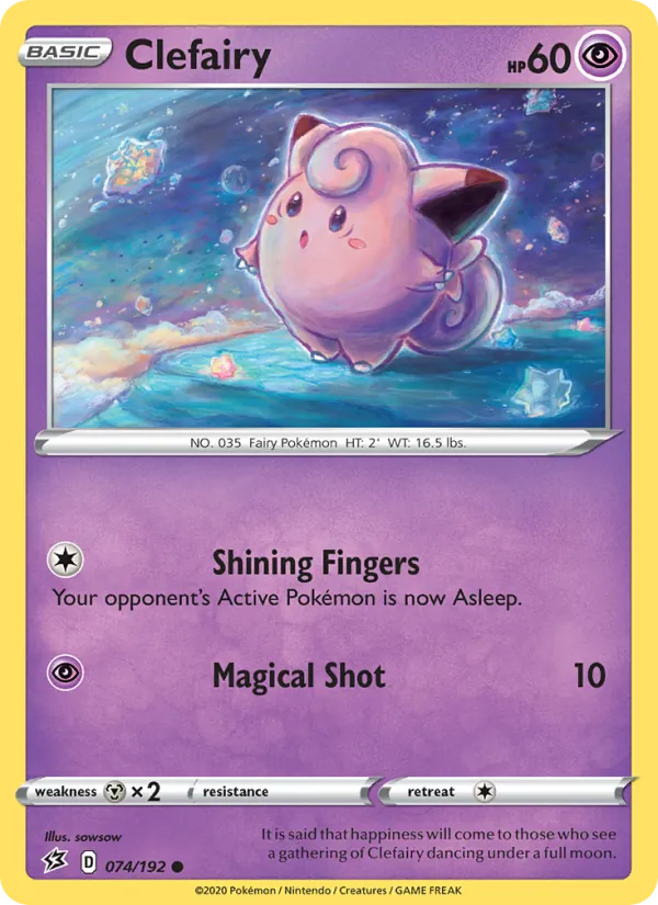 Kartu Clefairy dari Rebel Clash, nomor 74/192