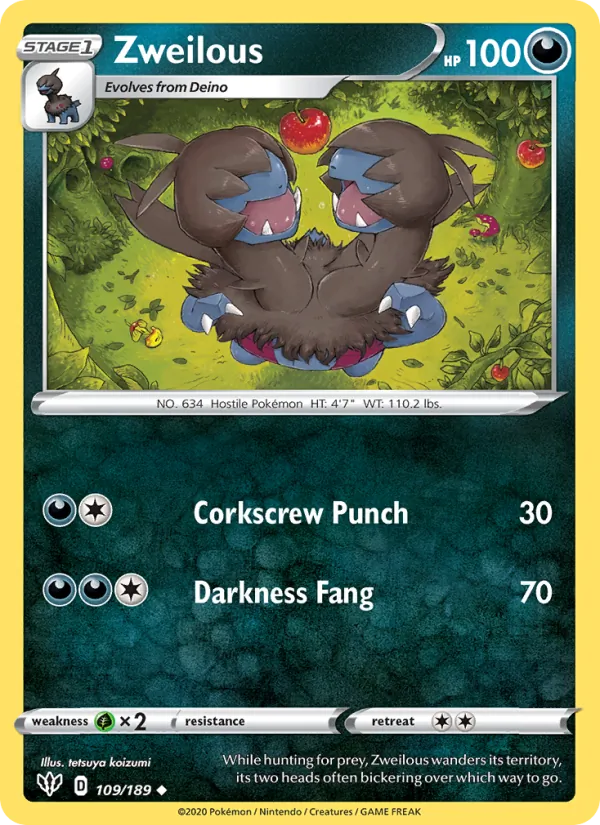 Kartu Zweilous dari Darkness Ablaze, nomor 109/189