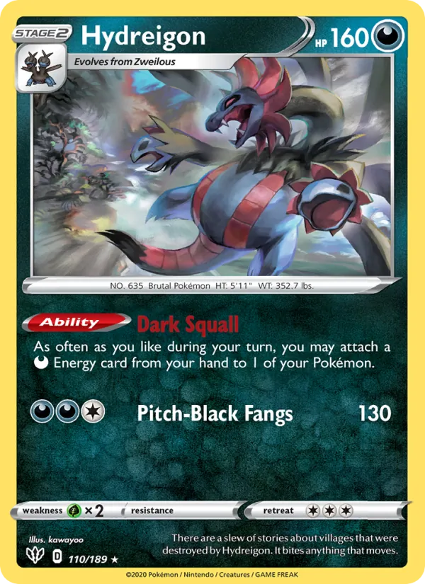 Kartu Hydreigon dari Darkness Ablaze, nomor 110/189