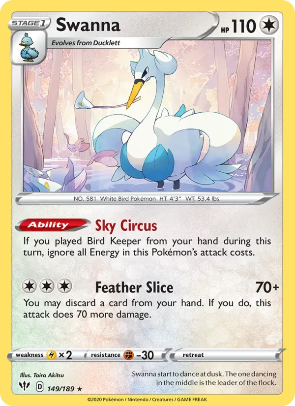 Swanna card from Darkness Ablaze, number 149/189