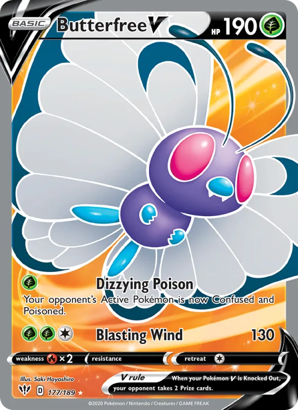 Butterfree V card from Darkness Ablaze, number 177/189