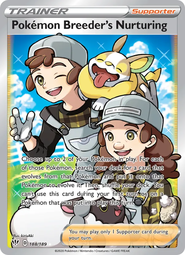 Kaart Pokémon Breeder's Nurturing uit Darkness Ablaze, nummer 188/189