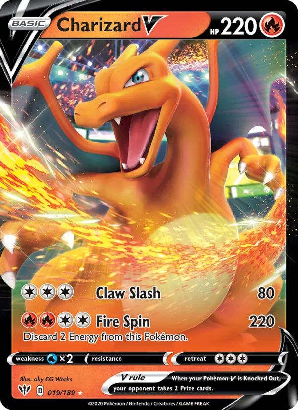 Charizard V card from Darkness Ablaze, number 19/189