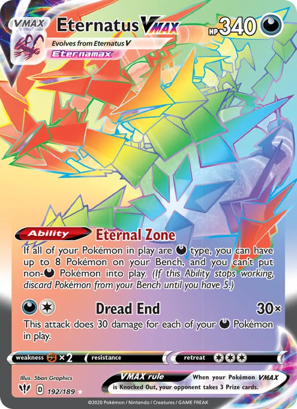 Eternatus VMAX card from Darkness Ablaze, number 192/189