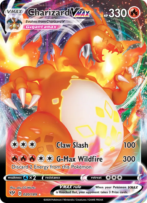 Charizard VMAX card from Darkness Ablaze, number 20/189