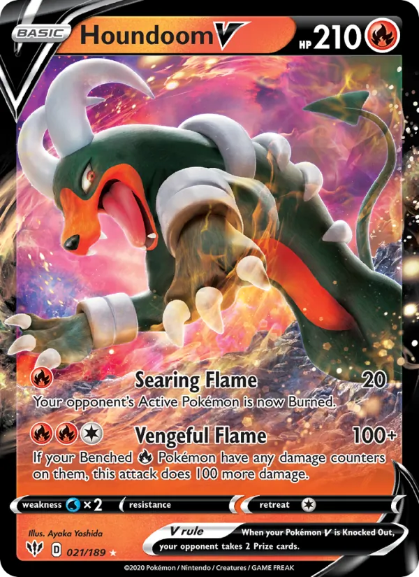 Kaart Houndoom V uit Darkness Ablaze, nummer 21/189