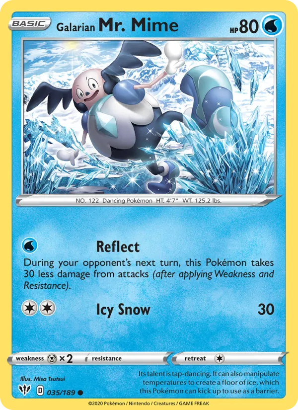 Kartu Galarian Mr. Mime dari Darkness Ablaze, nomor 35/189