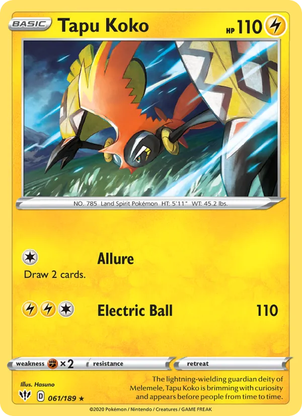 Kartu Tapu Koko dari Darkness Ablaze, nomor 61/189