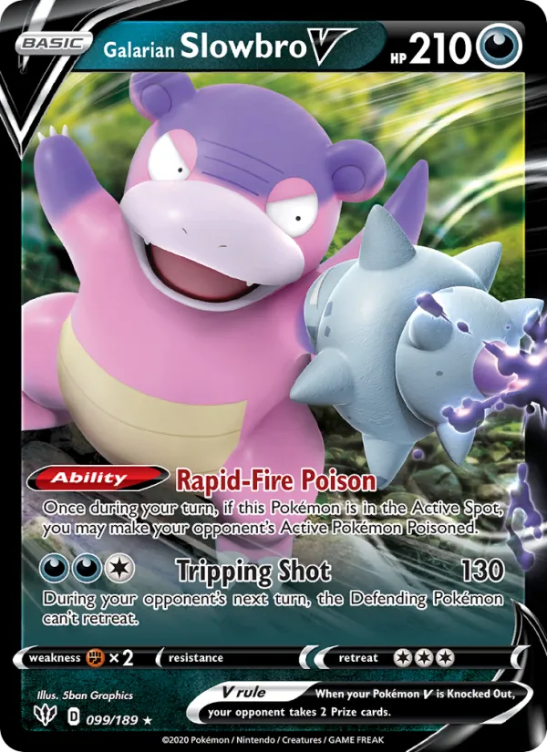 Kartu Galarian Slowbro V dari Darkness Ablaze, nomor 99/189