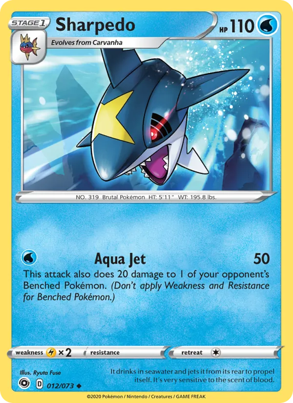 Kartu Sharpedo dari Champion's Path, nomor 12/73