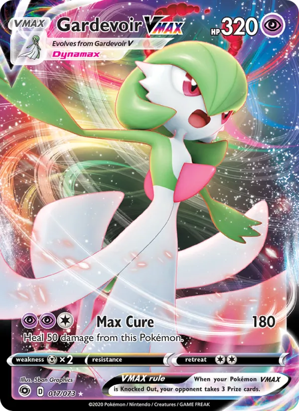 Kartu Gardevoir VMAX dari Champion's Path, nomor 17/73