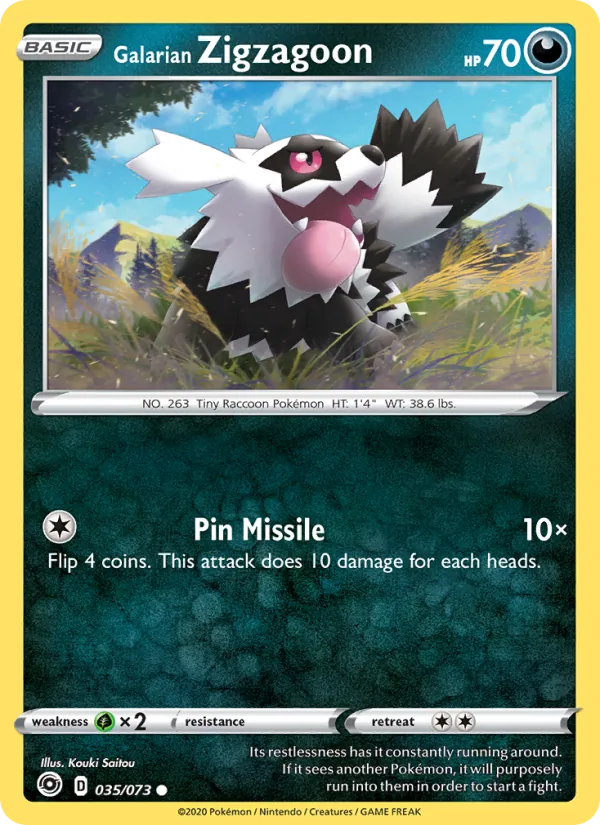 Kaart Galarian Zigzagoon uit Champion's Path, nummer 35/73