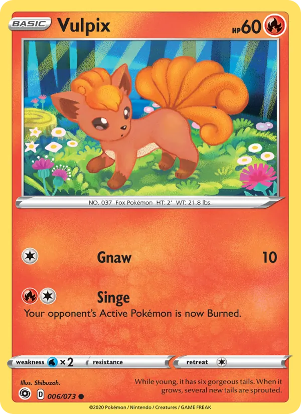 Kartu Vulpix dari Champion's Path, nomor 6/73