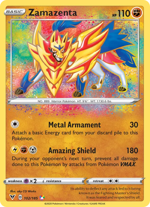 Zamazenta card from Vivid Voltage, number 102/185