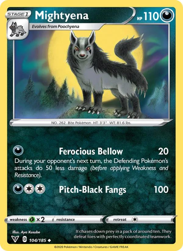 Kartu Mightyena dari Vivid Voltage, nomor 104/185