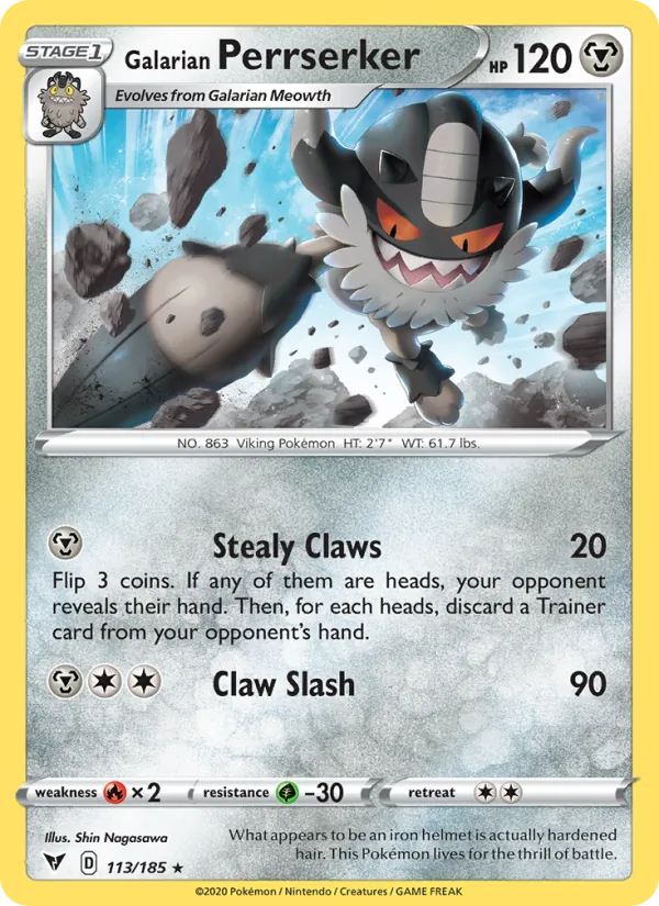 Kaart Galarian Perrserker uit Vivid Voltage, nummer 113/185
