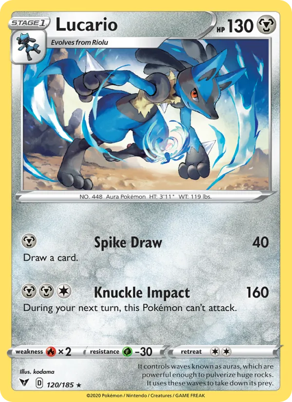 Kaart Lucario uit Vivid Voltage, nummer 120/185