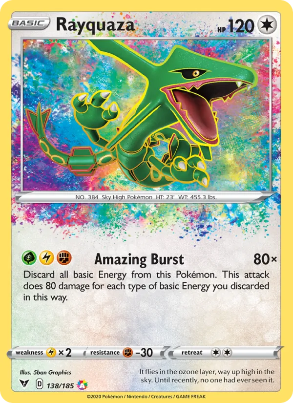 Rayquaza card from Vivid Voltage, number 138/185