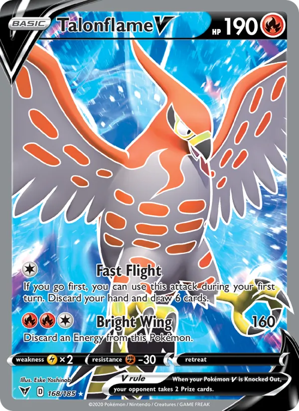 Kartu Talonflame V dari Vivid Voltage, nomor 168/185