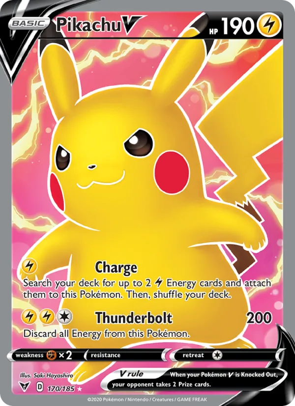 Pikachu V card from Vivid Voltage, number 170/185
