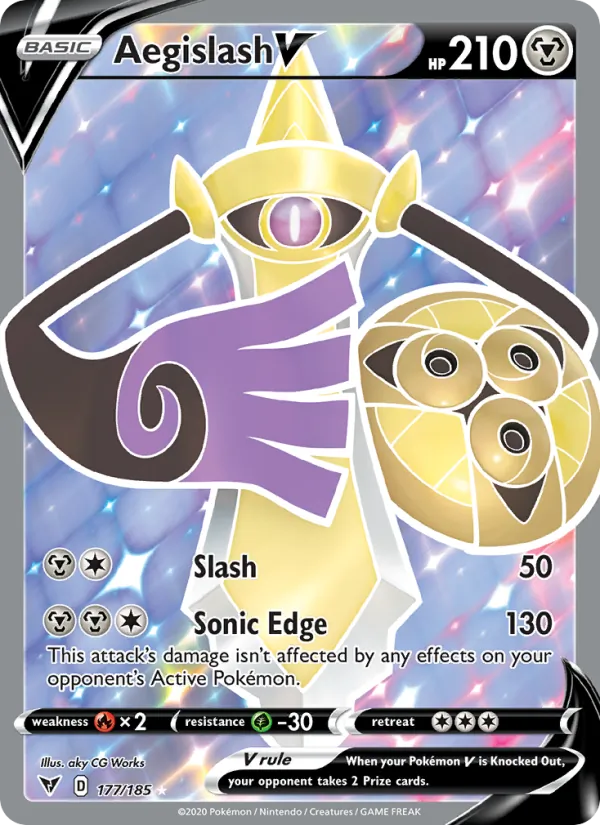 Kartu Aegislash V dari Vivid Voltage, nomor 177/185