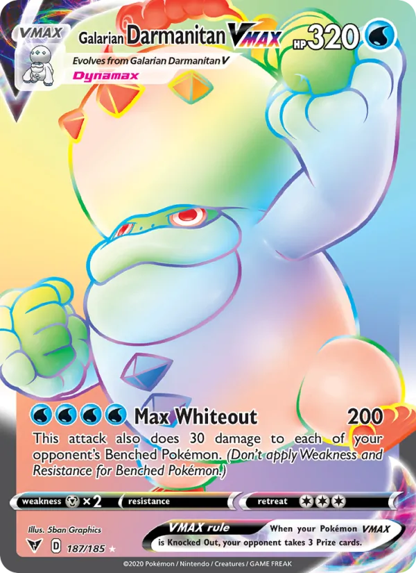 Galarian Darmanitan VMAX card from Vivid Voltage, number 187/185