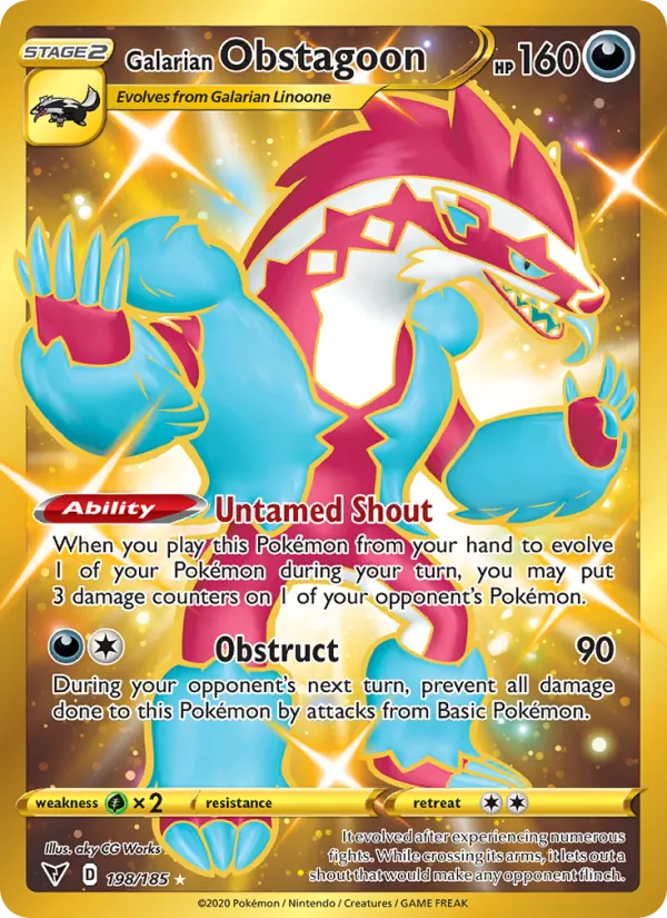 Galarian Obstagoon card from Vivid Voltage, number 198/185
