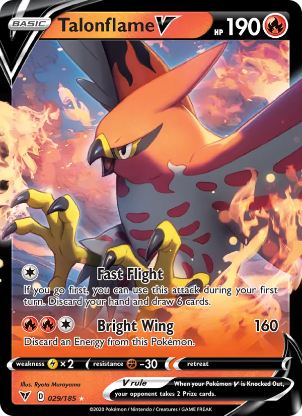 Kaart Talonflame V uit Vivid Voltage, nummer 29/185