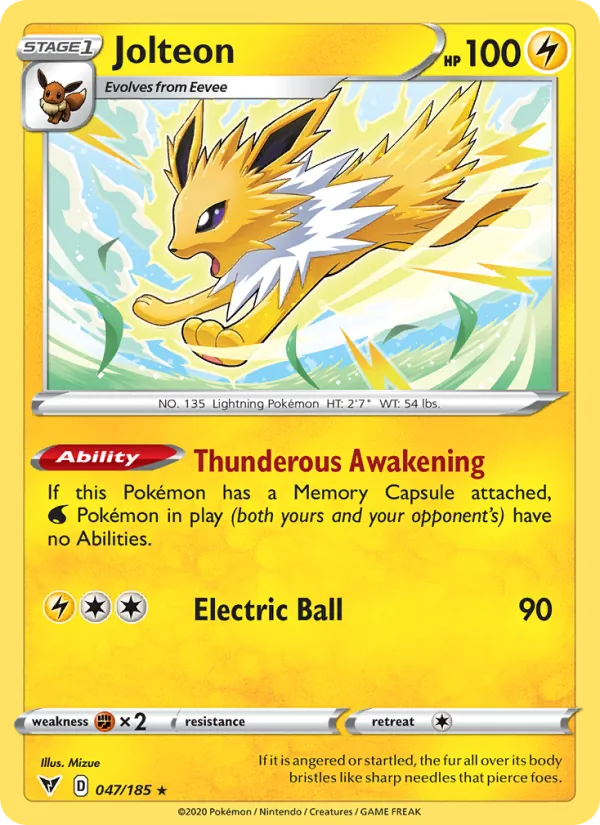 Kaart Jolteon uit Vivid Voltage, nummer 47/185