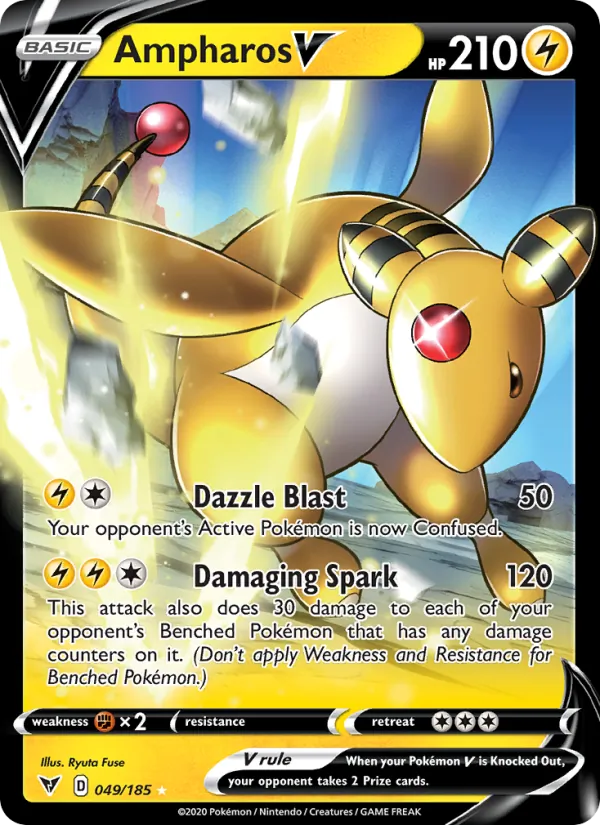 Kaart Ampharos V uit Vivid Voltage, nummer 49/185