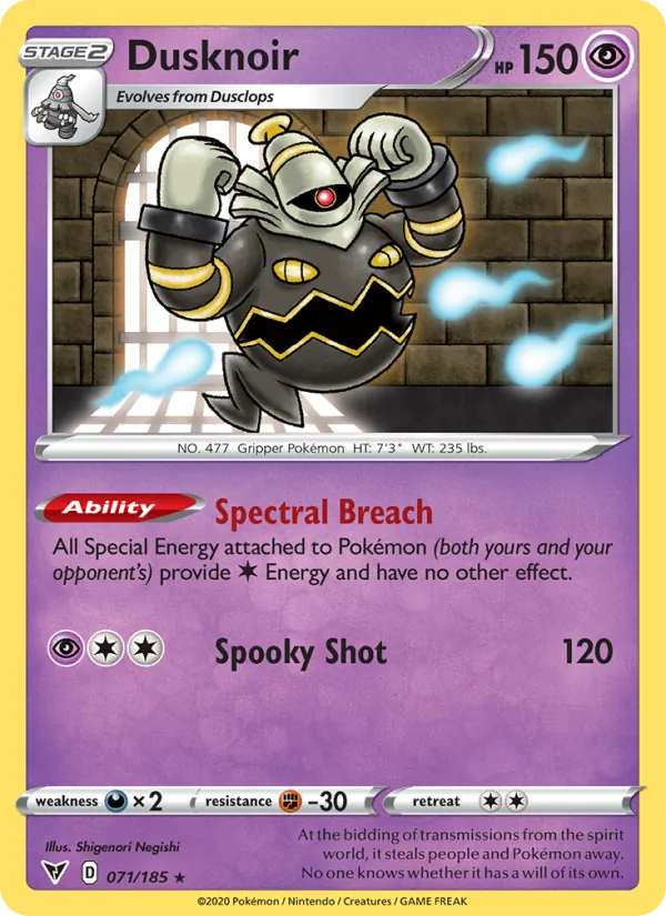 Kaart Dusknoir uit Vivid Voltage, nummer 71/185