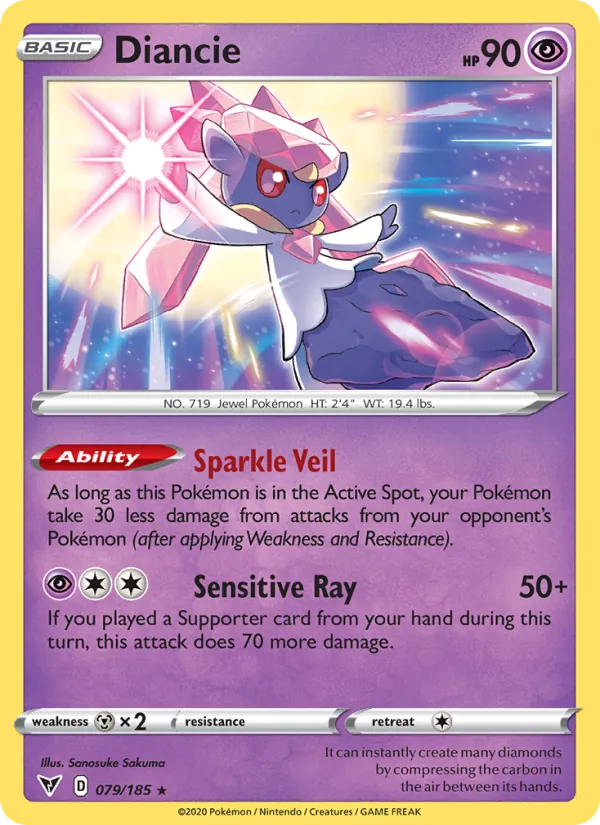 Kartu Diancie dari Vivid Voltage, nomor 79/185