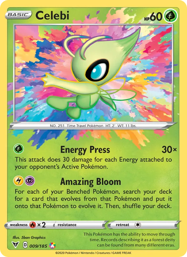 Celebi card from Vivid Voltage, number 9/185