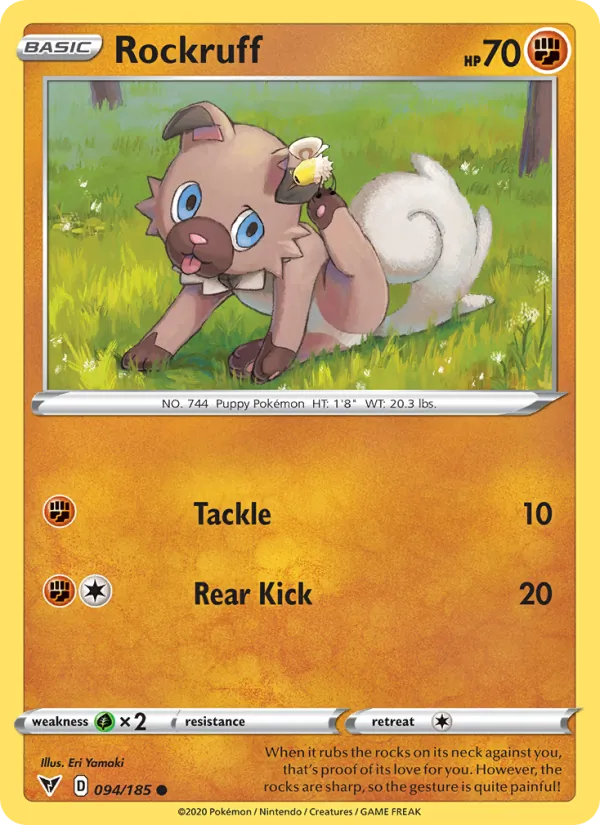 Kaart Rockruff uit Vivid Voltage, nummer 94/185