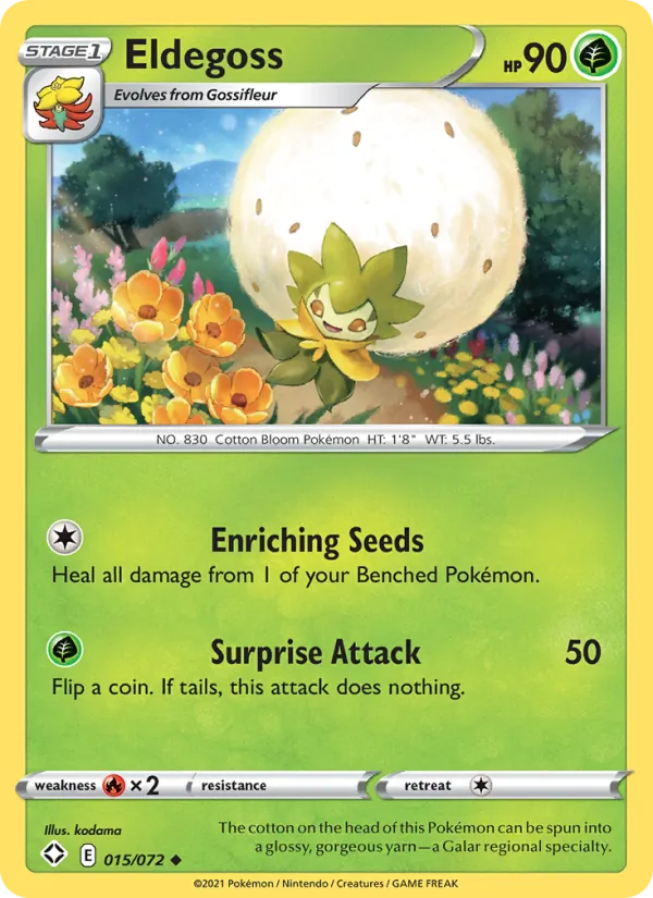 Kaart Eldegoss uit Shining Fates, nummer 15/72