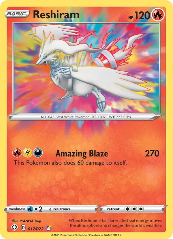 Kaart Reshiram uit Shining Fates, nummer 17/72